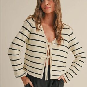Striped Cream and Black Women's Sweater
